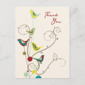 Whimsical zomer vogel en wervelingen modern dank u briefkaart (Voorkant)