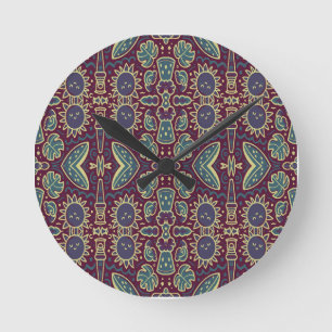 Whimsical Zon & Oerwoud Pattern Ronde Klok