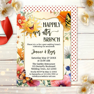 Whimsical Zon Vlinder Bloemig Brunch na de Bruilof Kaart