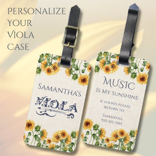 Whimsical Zonnebloem Viola Instrument Label Bagagelabel