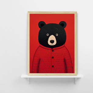 Whimsical Zwart Beer in Rode Sweater Poster