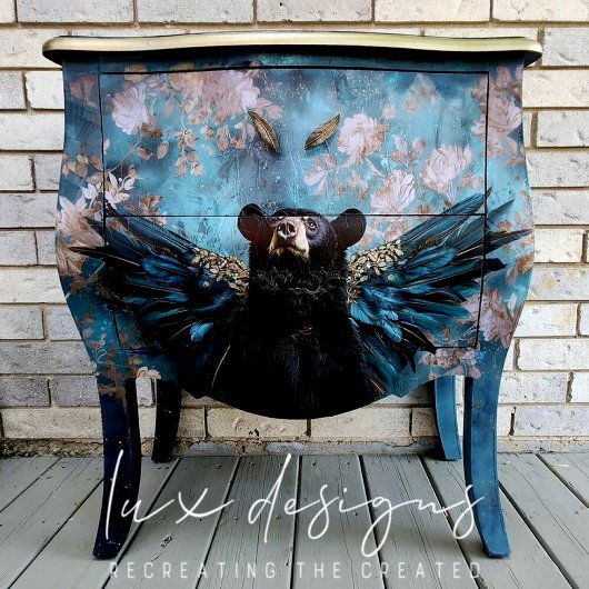 Whimsical Zwart  Bloemen Beer Decoupage Tissuepapier