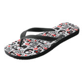 Whimsical Zwart en Rood Monster Doodle Teenslippers (Schuin)