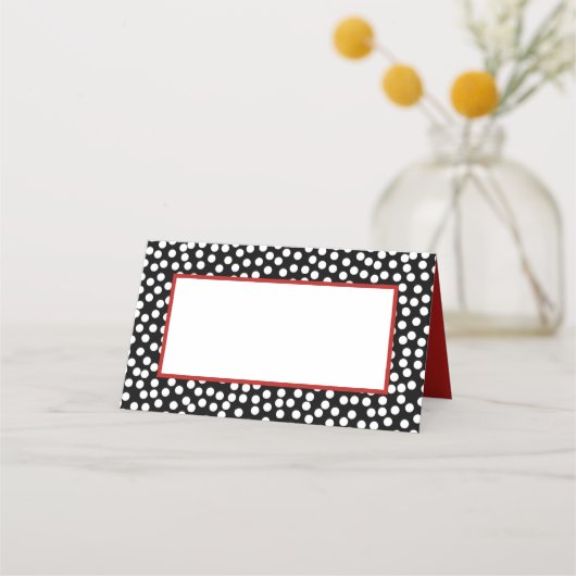Whimsical Zwart en Wit Polka Dots met Rood (Achterkant)