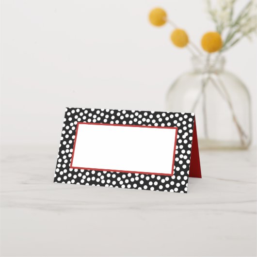 Whimsical Zwart en Wit Polka Dots met Rood (Voorkant)
