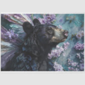 Whimsical Zwart Rustiek Bloemen Beer Decoupage Tissuepapier (Voorkant)