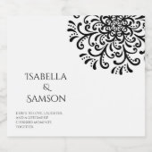 Whimsical Zwart-wit bloeien Sparkling Wijnetiket (Enkel label)