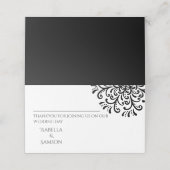 Whimsical Zwart-wit Flourish Place Card (Buitenkant ongevouwen)