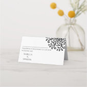 Whimsical Zwart-wit Flourish Place Card (Voorkant)