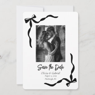 Whimsical Zwart Wit Lijst Foto Sla de datum op Kaart