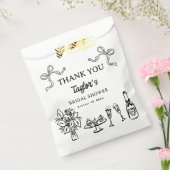 Whimsical Zwarte Hand Getekende Bruiloftsshower  Bedankzakje (Gezegeld)