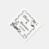 Whimsical Zwarte Hand getrokken bruiloft Servet (Hoek)