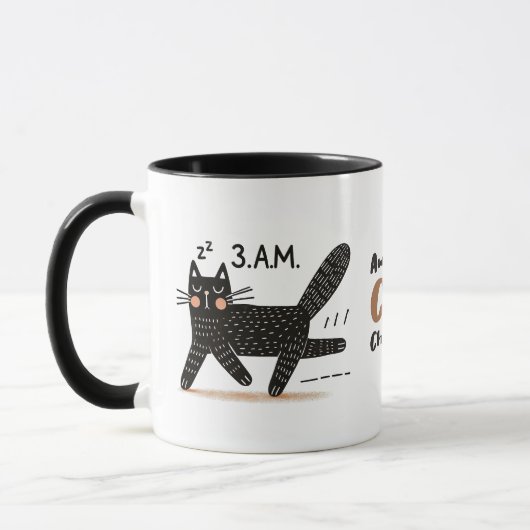 Whimsical Zwarte Kat Sprinten om 03:00 Mok (Links)