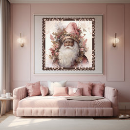 Whimsical Zwarte Kerstman: Roze & Aarde Tonen Poster