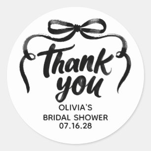 Whimsical Zwarte Strik Bruids Shower Bedankt  Ronde Sticker