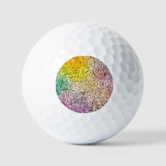 Whimsical zwarte wervelpatroon Abstract Kleurrijk Golfballen