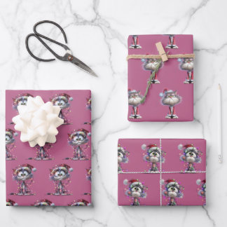 whimsicale cartoon Kerstkatten Inpakpapier Vel