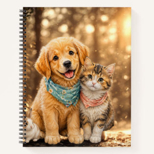 Whimsicale Cute Huisdier Natuur Illustratie Spiraa Notitieboek