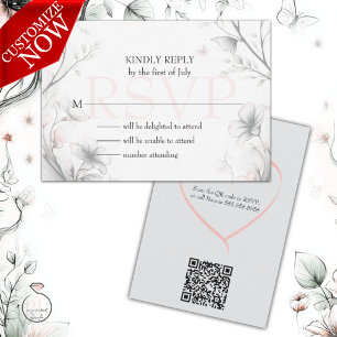 Whimsicale Delicate Roze Bloemige Tak RSVP Kaartje