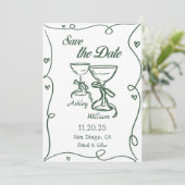 Whimsicale Hand Getekende Trouwkaart Save The Date Kaart (Staand voorkant)