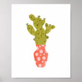 Whimsicale handgetekende potcactus kunst poster (Voorkant)