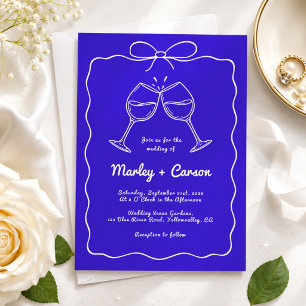 Whimsicale handlettering elegante koninklijk blauw kaart