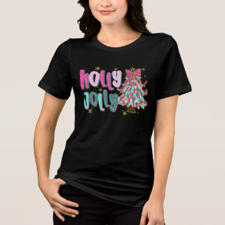 whimsicale kerstboom met penseelstreken - Holly Jo Tri-Blend Shirt