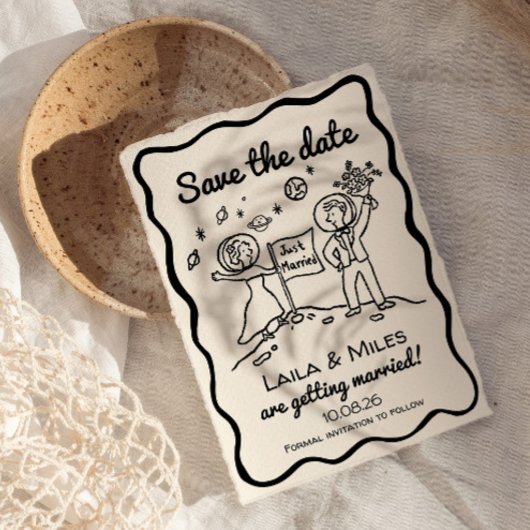 Whimsicale kosmische ruimte Save The Date uitnodig