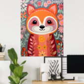 Whimsicale Rode Panda Kunstposter Poster (Thuiskantoor)