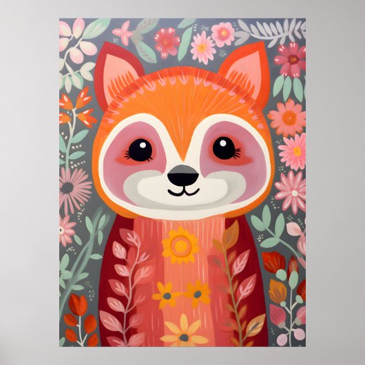 Whimsicale Rode Panda Kunstposter Poster (Voorkant)