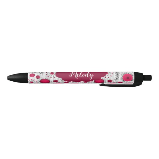 Whimsicale rode witte harten bloemen bloem naam zwarte inkt pen (Bodem)