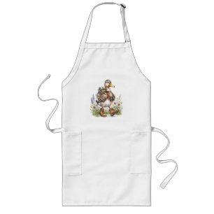 Whimsicale Wandelaar Eend Illustratie met Rugzak Lang Schort