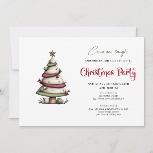 Whimsicale watercolor kerstboom grappige kerst uit kaart (Voorkant)