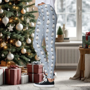 Whimsicale Winter Pinguïn Art Nouveau Sneeuwvlokke Leggings