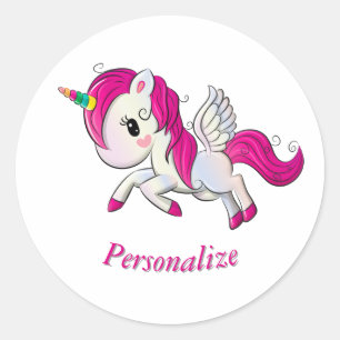 Whimsicle Baby Vliegende Eenhoorn Pegasus Regenboo Ronde Sticker