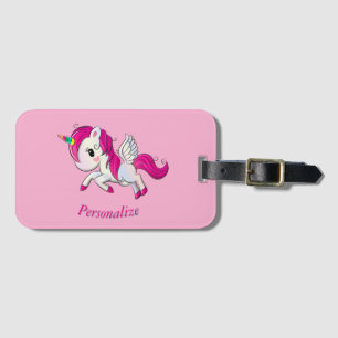 Whimsicle Flying Unicorn Pegasus Rainbow Horn Bagagelabel