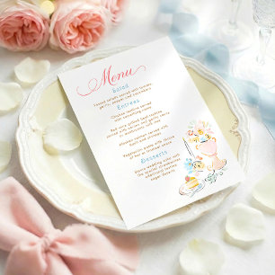 Whimsiek funky handgetekend pastel trouwmenu menu