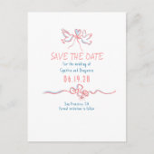 Whimsiek funky handgetekende save the date aankondigingskaart (Voorkant)