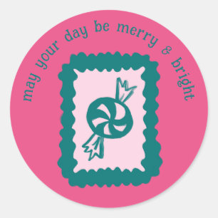 Whimsiek Kerstmis Stempel Cute Aangepaste Merry Br Ronde Sticker
