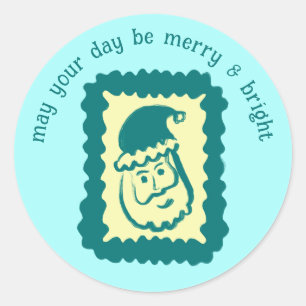 Whimsiek Kerstzegel Cute Aangepaste Merry Bright Ronde Sticker