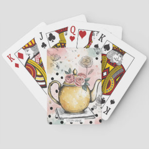 Whimsieke bloementheetepot – Cozy Cottagecore Pokerkaarten