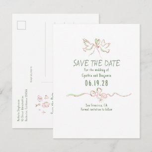 Whimsieke funky handgetekende save the date aankondigingskaart