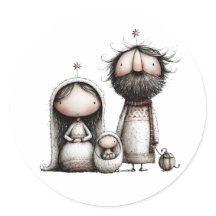 Whimsieke Heilige Familie Kerstscène