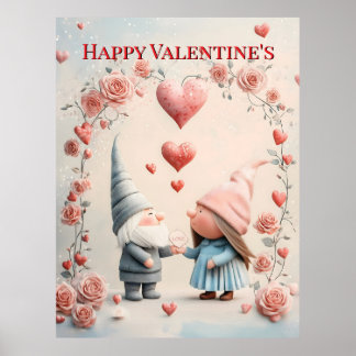 Whimsieke Kabouterliefde: Schattige Valentijnsdag Poster