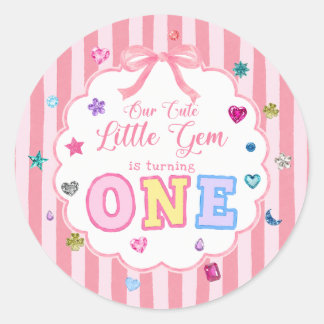 Whimsieke Little Gem Verjaardagssticker Ronde Sticker