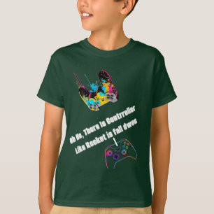 Whimsieke Neon Raket Controller Grafische T-Shirt