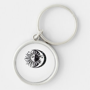 Whimsigoth Aquarel Sun Moon Witchy Classic Sleutelhanger