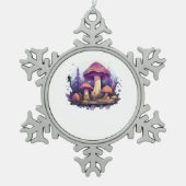 Whimsigoth champignons en kristallen Classic Tin Sneeuwvlok Ornament (Voorkant)