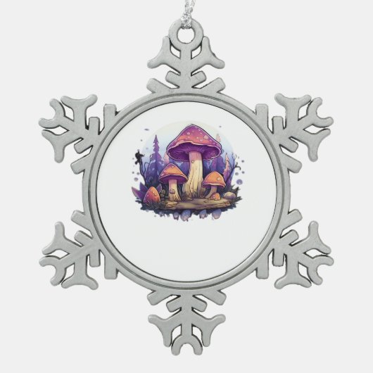 Whimsigoth champignons en kristallen Classic Tin Sneeuwvlok Ornament (Voorkant)