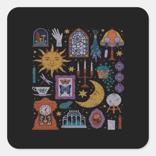 Whimsigoth Classic – Gotische Romance Herfst Aesth Vierkante Sticker (Voorkant)